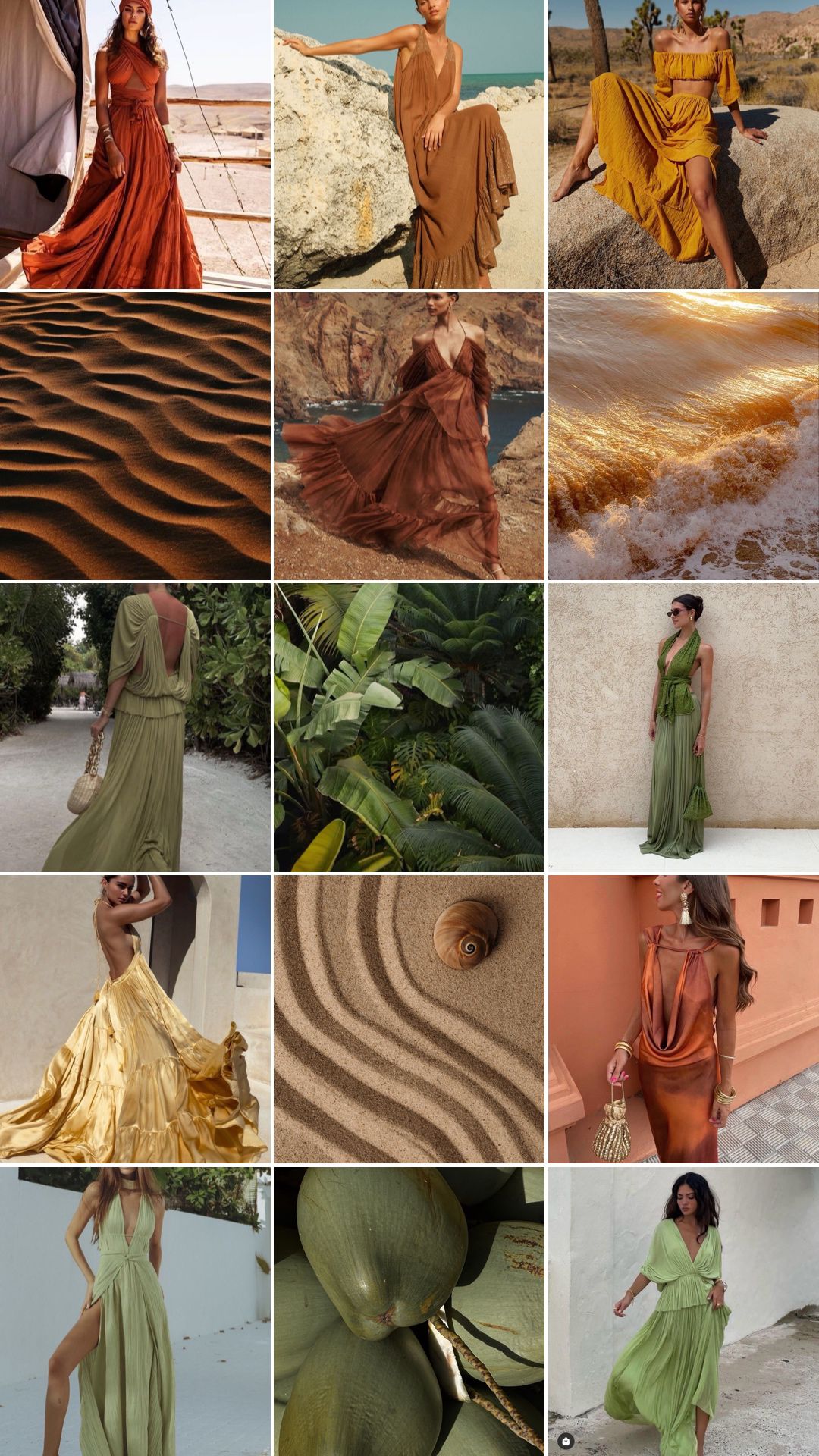 Women's attire mood board with earthy tones inspiration